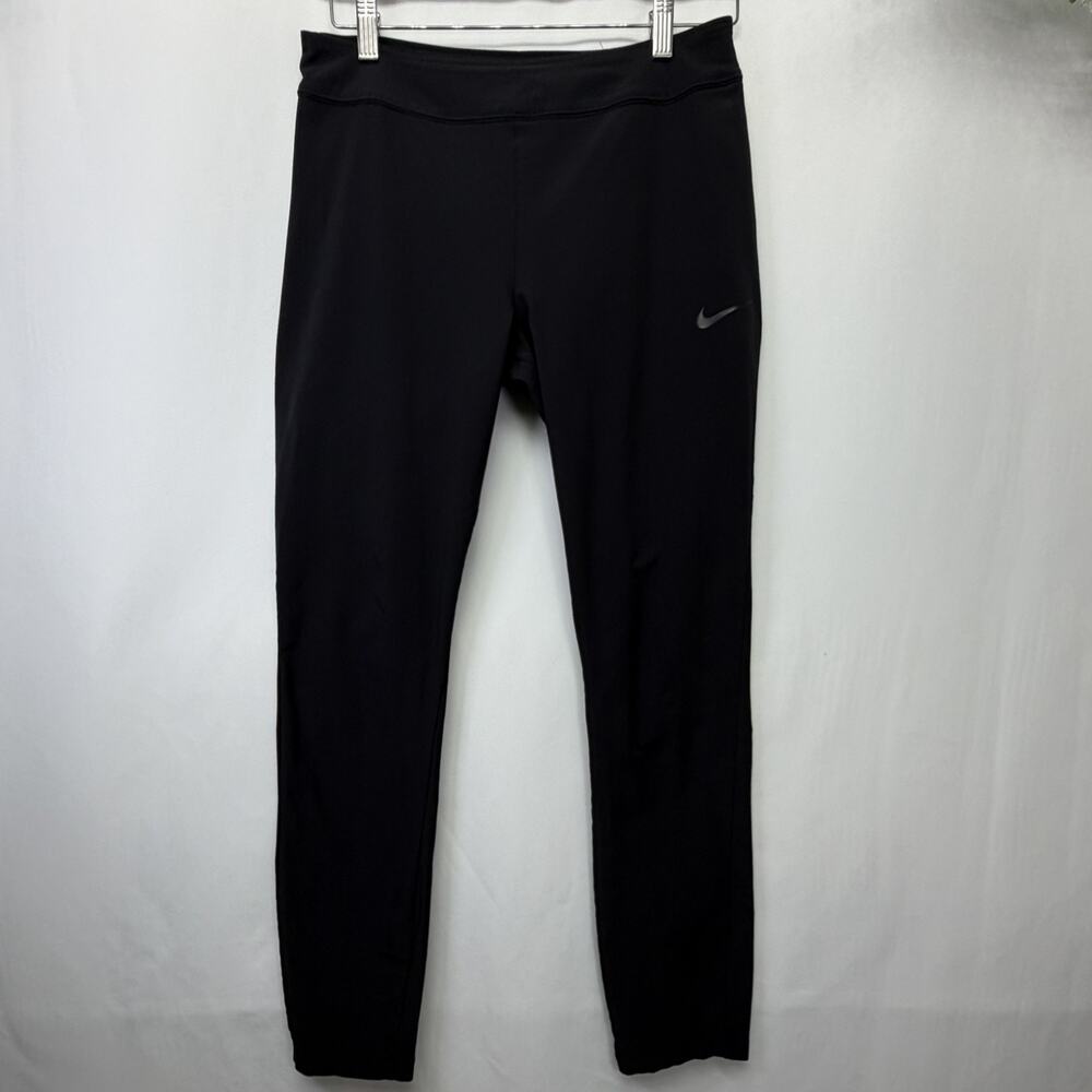 NIKE DRI-FIT Size M Womens Black Stretch Waist Pull On Cropped Track Pants‎